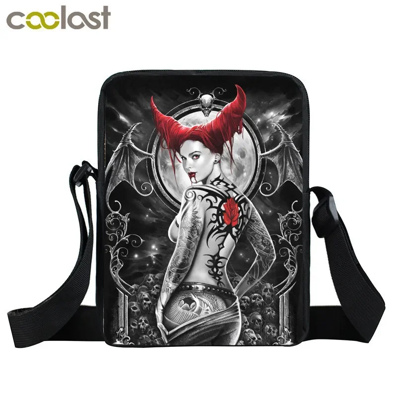 Ciemna gotycka torba kurierska Punk torebki damskie Grim Reaper nastoletnia torba na ramię czaszka damskie torby typu Crossbody na kopertówkę podróżną — zdjęcie 5