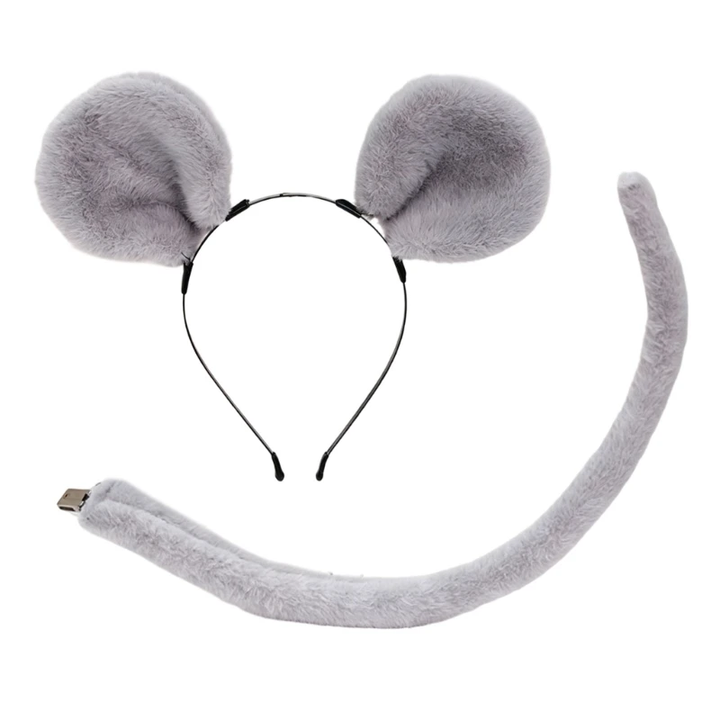 Hamster Ears and Tail Set for Halloween Costume Styling and Role Play Use D0UB