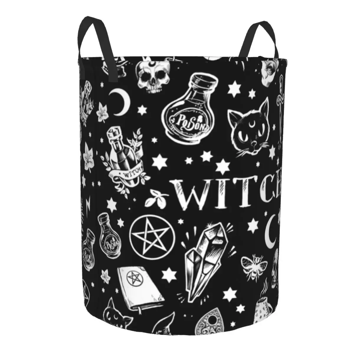 Custom Witch Pattern Laundry Basket Foldable Large Capacity Clothing Storage Bin Halloween Occult Gothic Magic Baby Hamper