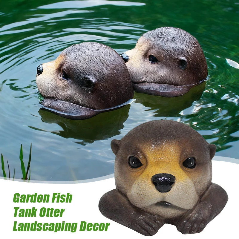 Simulation Resin Floating Otter Water Decoration Cute Animal Statue Swimming Pool Terrace Accessories Pond Garden Decoration