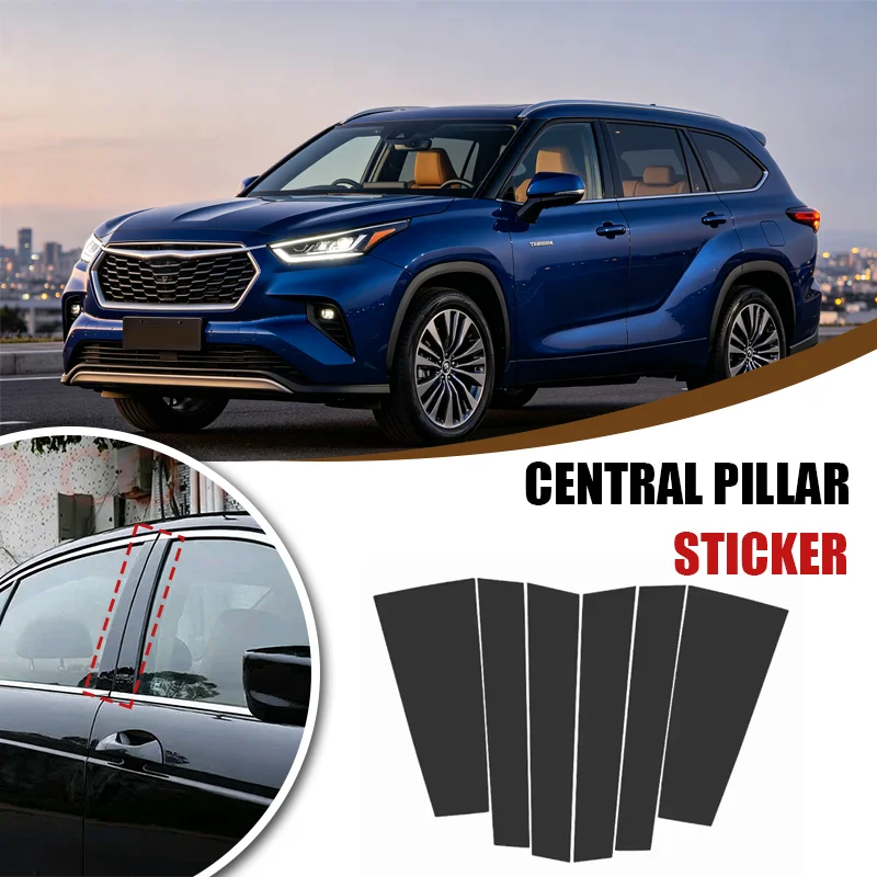 For Toyota Highlander Crown Kluger 2015-2021 2016 2017 Carbon Fiber Window Door Column Deal B Pillar Post Cover Trim Sticker