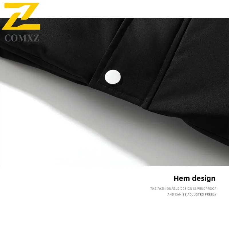 COMXZ 2025 Winter Stand Collar Padded Thick Quilted Jacket Streetwear Fashion Men Solid Color Puffer outdoor sports Cotton Coat