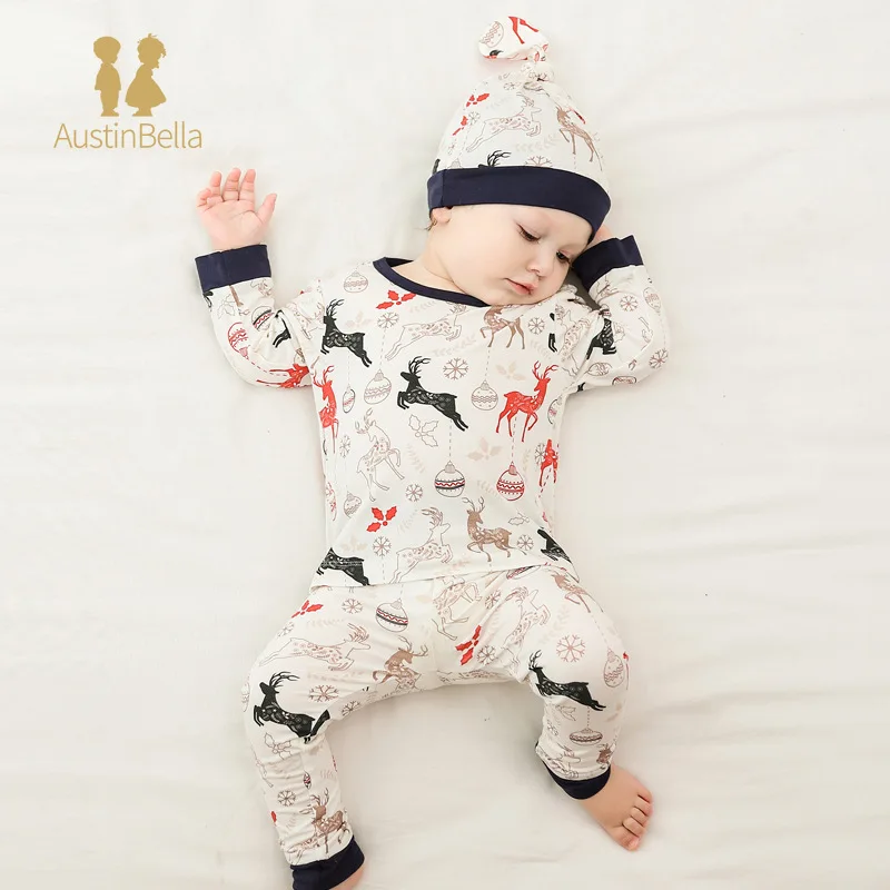 

Spring Autumn Bamboo Fiber Kids Pajamas Set Children Christmas Sleepwear Sets Children Toddler Baby Long Johns Clothing Sets