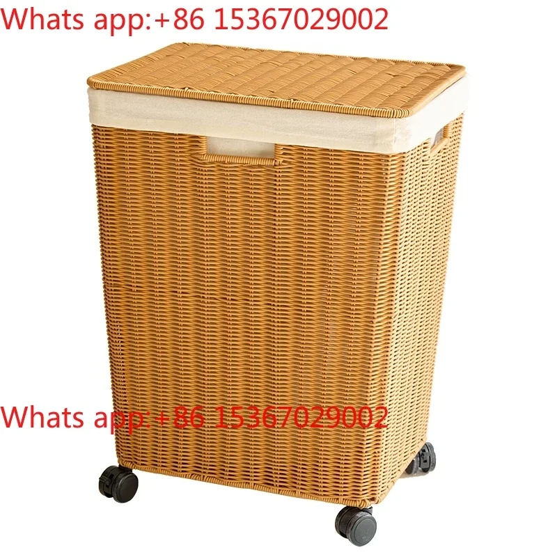 Dirty laundry baskethousehold with lid Dirty laundry basket Dirty clothes storage basket toilet bathroom imitation rattan