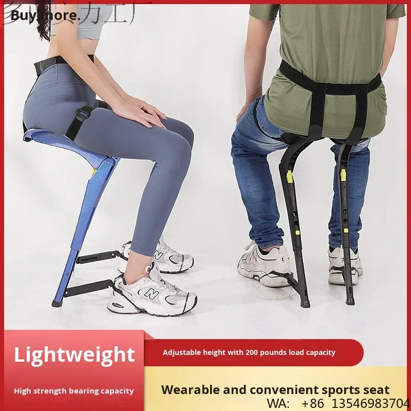 Exoskeleton Wearable Sports Chair Fishing Folding Stool Outdoor Portable Travel Multifunctional Seat Plastic Blue/Black - view 3
