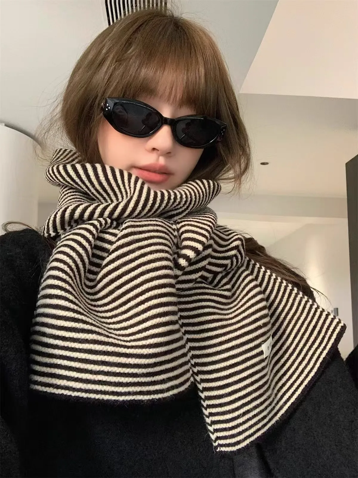 

Winter Striped Knitted Scarves For Women&Men Scarf Shawl Autumn Winter Warm Wraps Scarf Female Neck Scarf Shawls Unisex Scarves