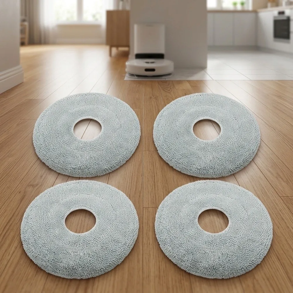 Replacement Mop Cloth Kit for Cecotec For Conga For X50 Robot Vacuum 4 Microfiber Pieces for Efficient Floor Cleaning