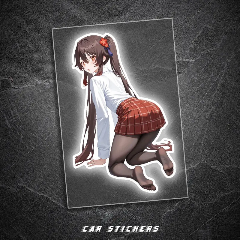 Anime HuTao JK Vinyl Decal, Waterproof Personalized Decor Sticker for Automobile and Electric Motorbike Body, Scratch Mask