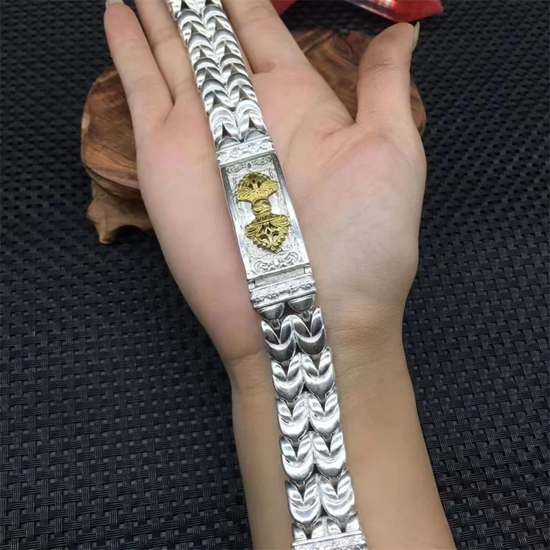 Fashion Tibetan Silver Inlaid Bracelet Exquisite Workmanship Bangles Personality Charm Jewelry for Men And Women Couple Gift
