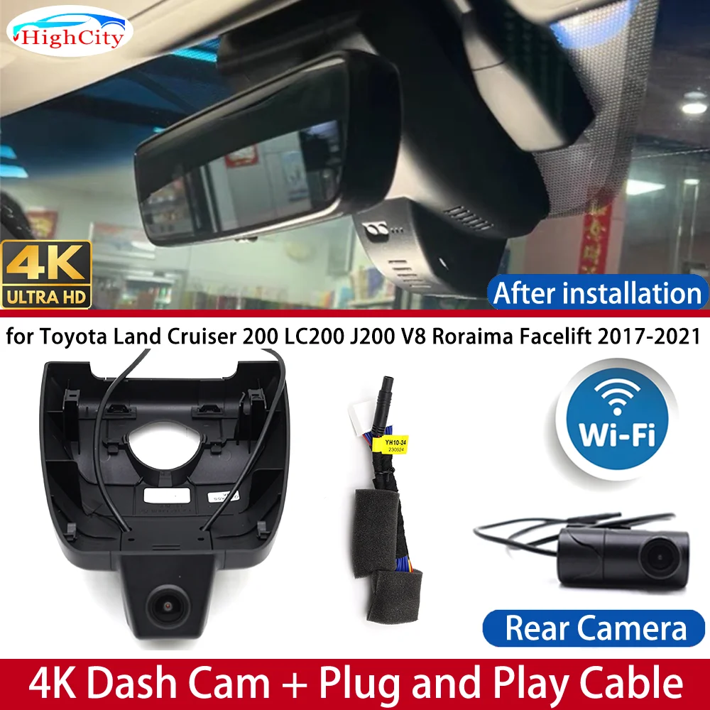 Dash Cam for Toyota Land Cruiser 200 LC200 J200 V8 Roraima Facelift 2017-2021 4K DVR Wifi Camera Video Recorder Driving Recorder