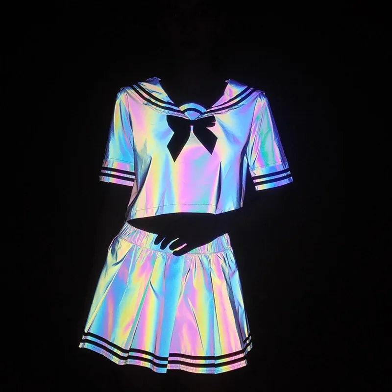 Chemise plissée colorée pour femmes, jupe plissée, ensemble deux pièces, chemisier Kawaii, uniforme scolaire, marin imbibé, RZ94