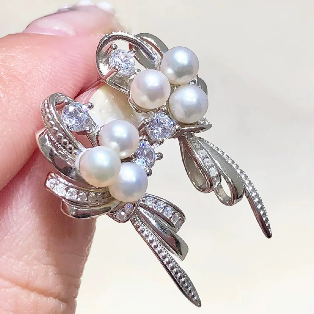 Natural pearl earrings AAAA4-5mm new 925 sterling silver high-end minimalist earrings
