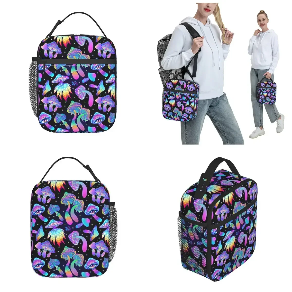 Magic Mushrooms Psychedelic Accessories Insulated Lunch Bag For Travel Food Box Portable Cooler Thermal Lunch Boxes