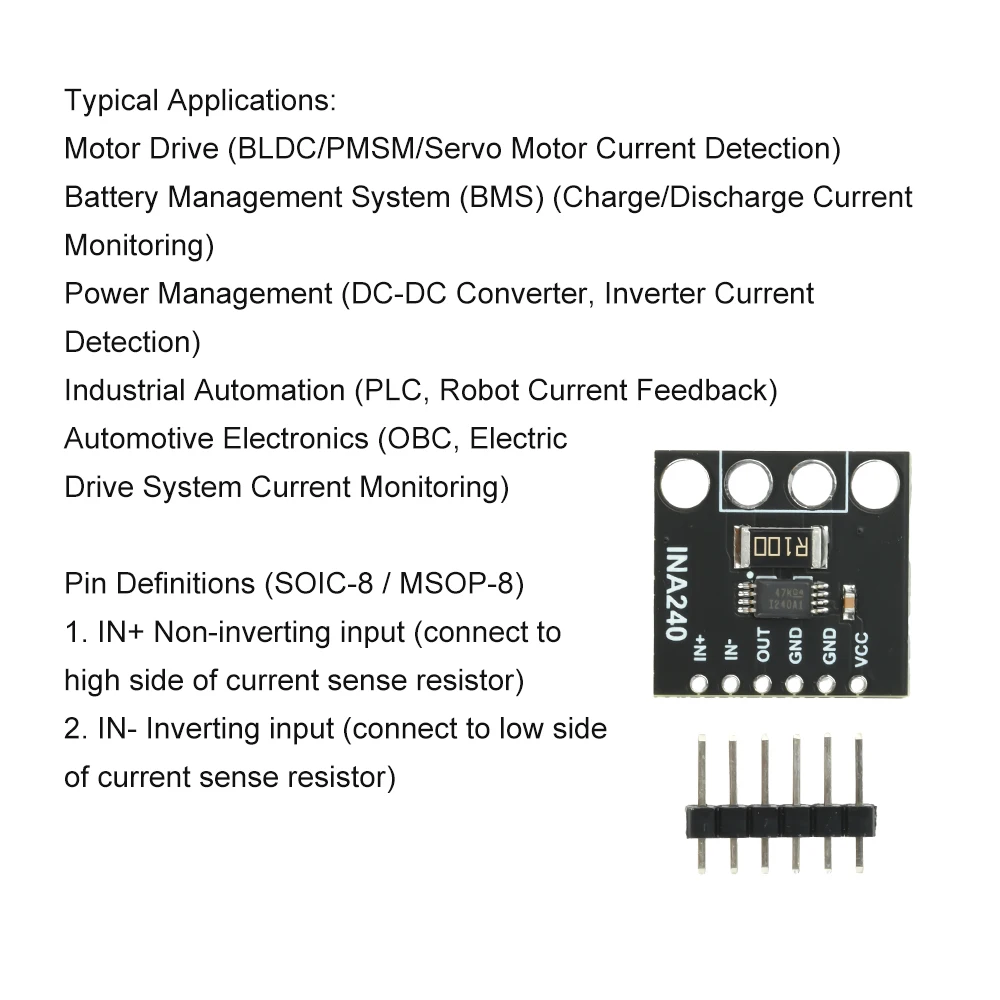 INA240A1/2/3/4 Strommessverstärkermodul - Bidirektionale Stromerfassung Verstärkung 20V/V 200V/V für Elektronik – Detail 10