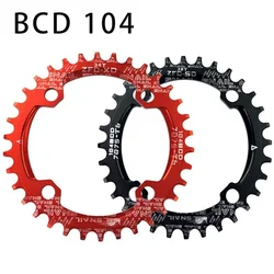 Platos y bielas para bicicleta de montaña, plato de bicicleta de Caracol redondo 104BCD, plato de monoplato ancho, corona 104 BCD, 32T, 34T, 36T, 38 dientes