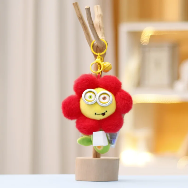 Echte Minion pop bloem cartoon Despicable Me knuffel sleutelhanger schattige tas hanger cadeau