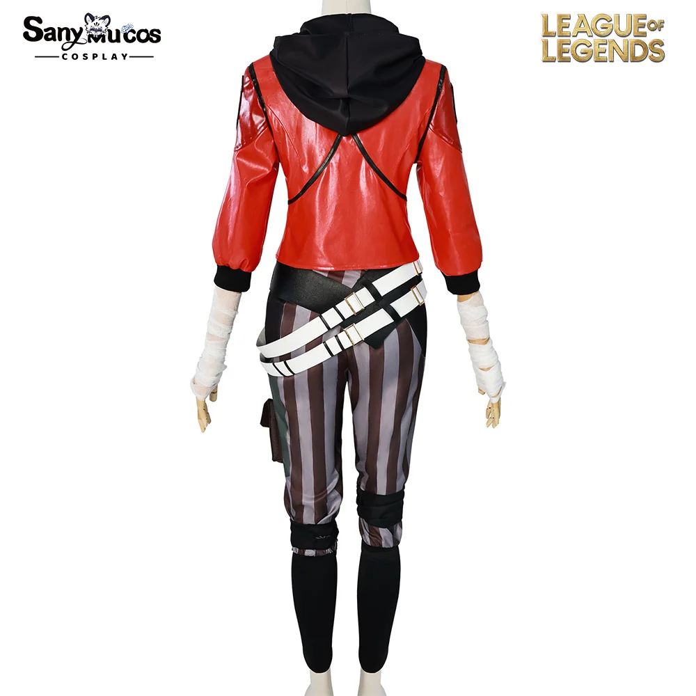 IN STOCK SanyMuCos Vi Red Leather Cosplay Costume Game League Of Legends Arcane Cosplay Plus Size Halloween Outfit