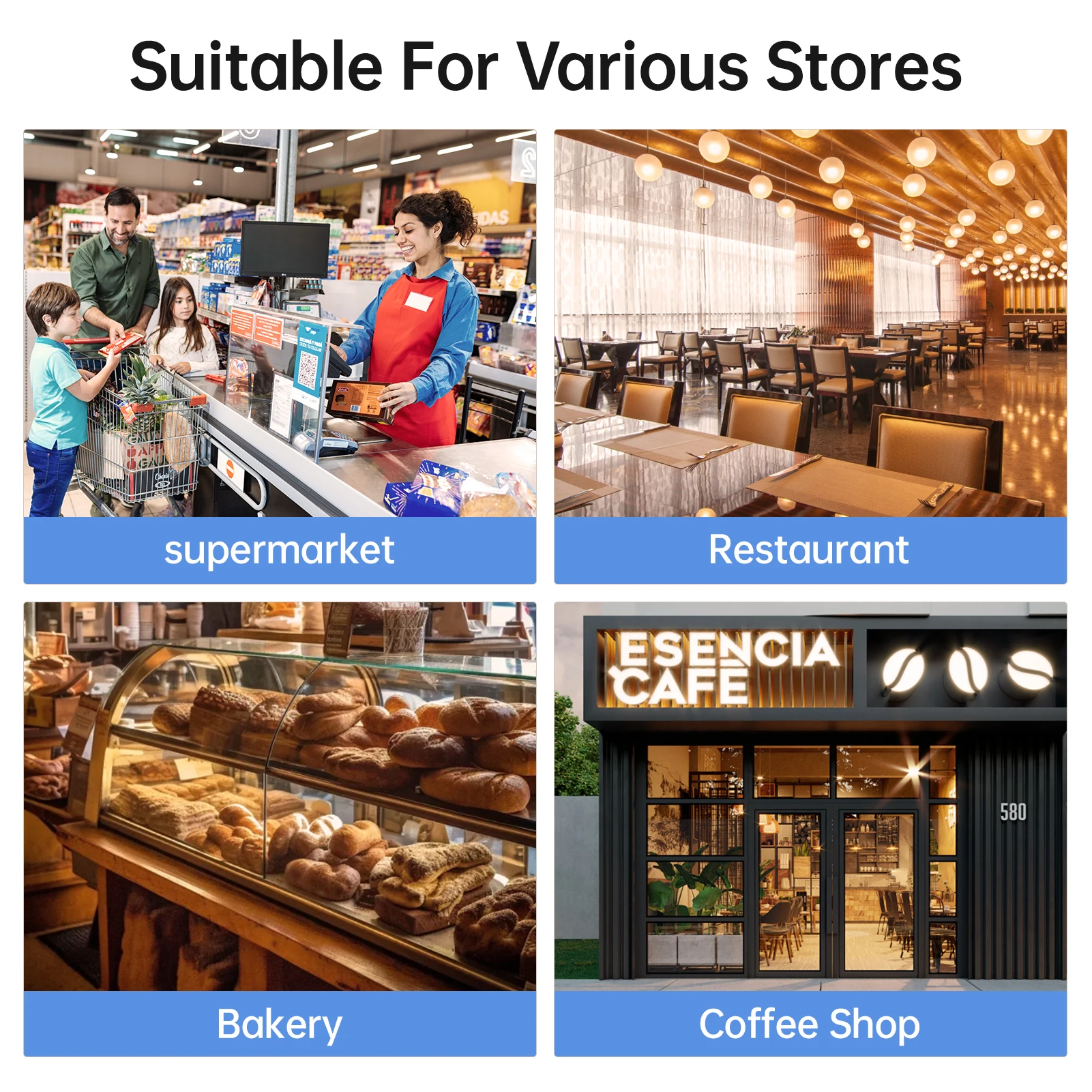 Caixa registradora eletrônica 48 teclas RS232 porta USB 2,8 polegadas caixa registradora de loja com impressora térmica de 58 mm