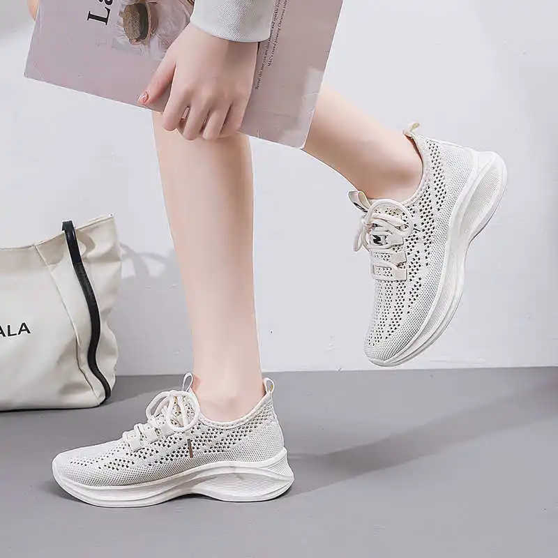 

Thick Heeled Low Womans Shose Flat Vulcanize Teenager Sneakers Sports Shoes White Clearance Cool Vip Collection Sneakersy
