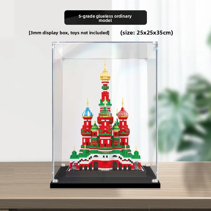 Transparent Acrylic Dust Cover Display Storage Box Custom For Micro Brick 16066 St. Basil's Cathedral Model Showcase