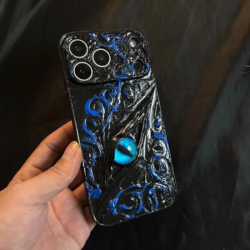 

Halloween Luxury 3D Blue Flame demon eye Soft Case protection for iPhone 17 Air 16 15 13 12 11 14 Pro Max 16 Plus XS XR X Cover