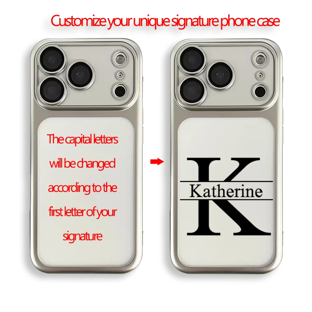 Custodia per telefono di lusso personalizzata con iniziale a lettera grande satinata per iPhone 17 16 15 14 11 13 12 Pro Max, regali personalizzati