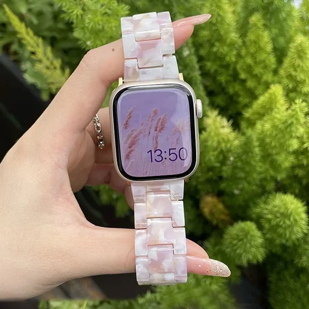 Luxury Resin strap for Apple Watch Ultra 2 Band 49mm 45mm 41mm 40mm 44mm 38mm 42mm Link bracelet iwatch series 9 7 8 6 se 5 4 3