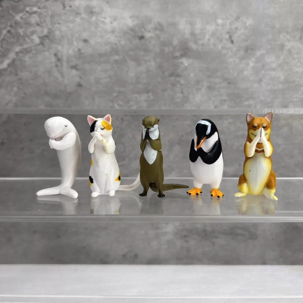 

Gachapon Toy Pray Animal Dog Cat Pets Prayer Model Cute Animal Penguin Dolphin Model Capsule Doll Figures Collectible Ornament