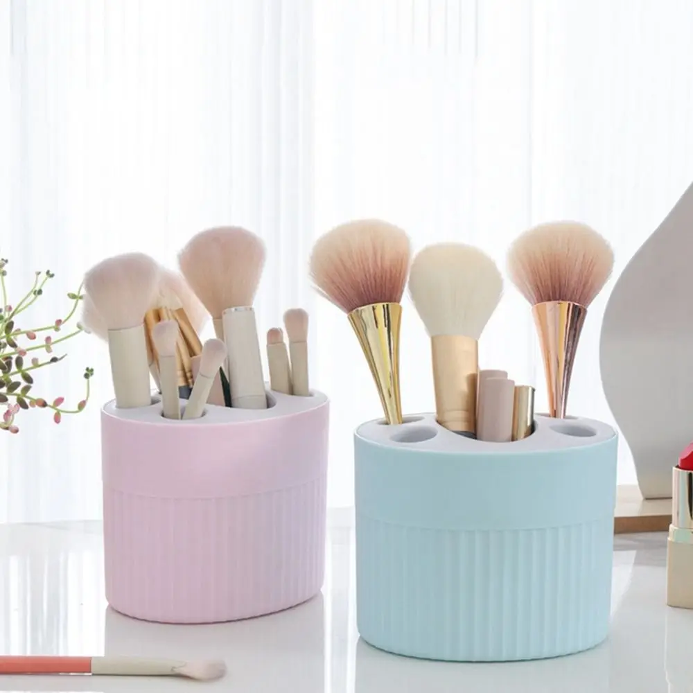 

Plastic Toothbrush Toothpaste Holder Tabletop Pink/Blue/White Makeup Brush Organizer Space Saving Drainage Cosmetic Storage Box