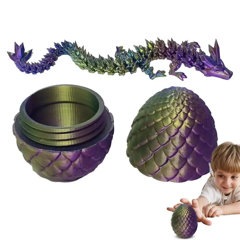 

3D Printed Dragon Egg With Dragon Inside Flexible Joints 3D Printed Dragon Egg Easter Eggs Full Articulated Dragon Crystal