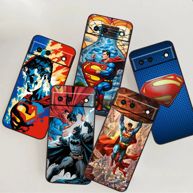 Luxury S-Supermans Comics Cool For Google Pixel 9 8 7A 7 6A 6 5A 5 4 4A XL 5G Black Silicon Shockproof Shell Back Phone Case