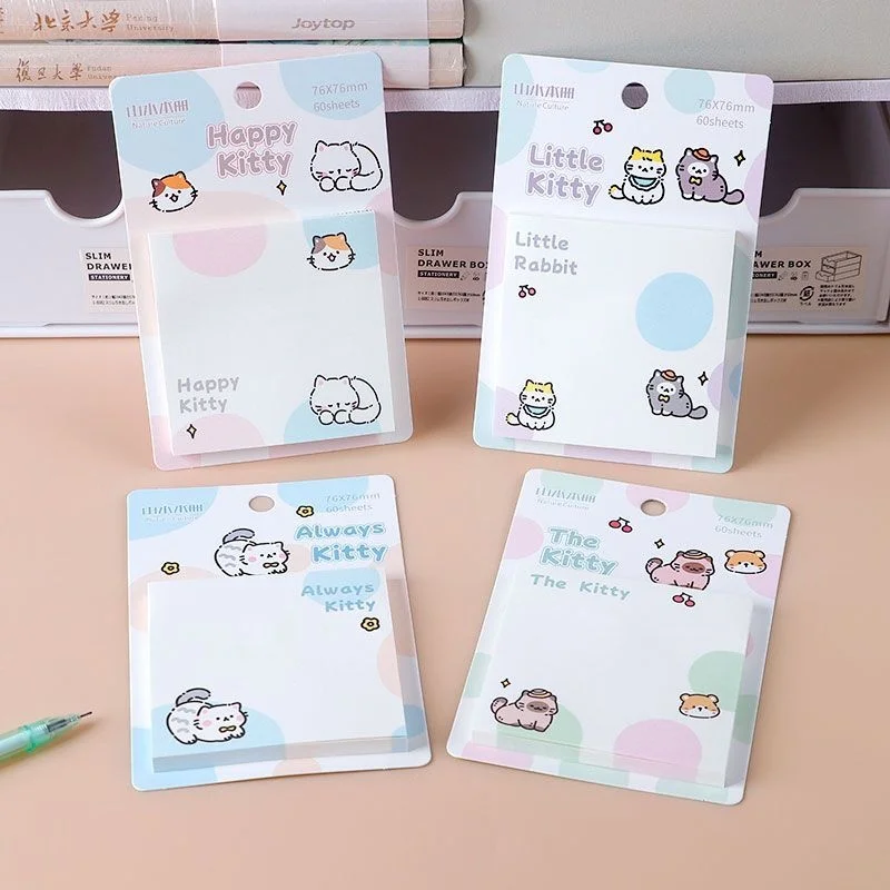 24-ピース-ロットかわいい猫メモパッド付箋かわいい文具ラベルメモ帳プランナーステッカーポスト学用品