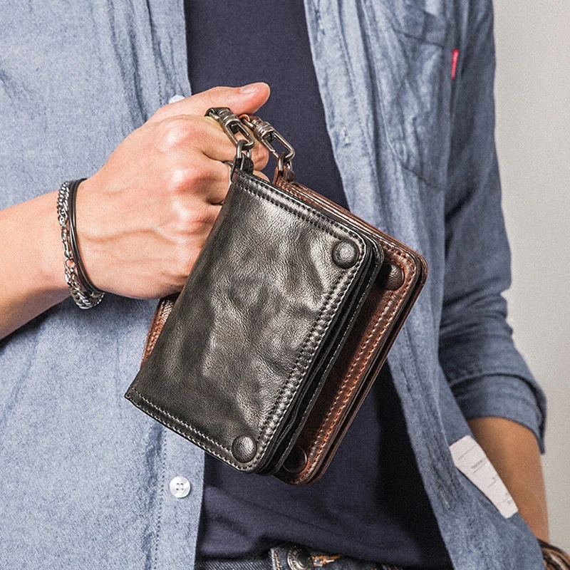 AETOO  Leather purse men's short vertical multifunctional driver's license card bag men's handmade vintage tide brand sheepskin image 3