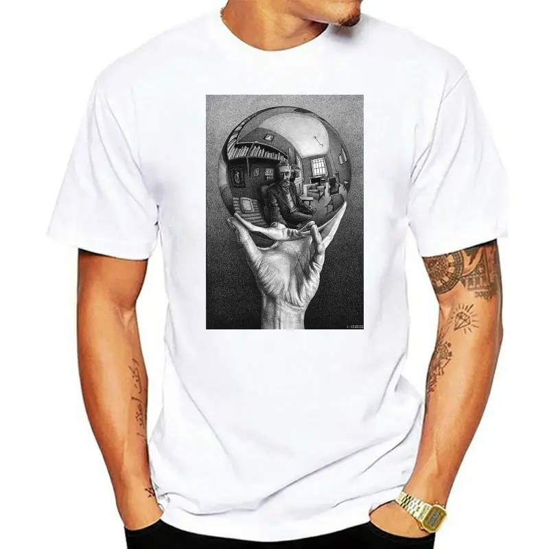 M C Escher Reflecting Sphere Men'S Black T-Shirt New Sizes S-2Xl Printing Tee Shirt