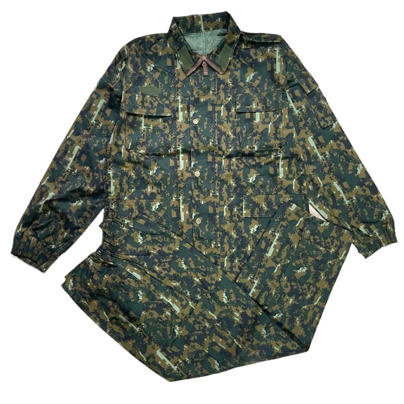 PLA Style Experimental Digital Camouflage Uniform Tactical Militar Suit Spring Men Combat Jacket Pants Set for Airsoft