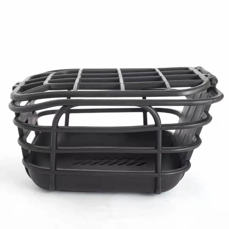 سلة دراجة سوداء مضادة للبثق؛ سعة كبيرة؛ تصميم أمامي قابل للإزالة؛ مناسبة للدراجات الكهربائية