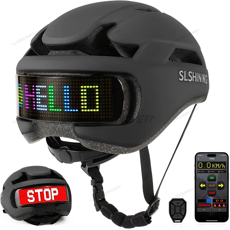 

APP Cycling Helmet LED Display Luminous Helmet Bluetooth Editing Helmet Screen Electric Motorcycle Smart