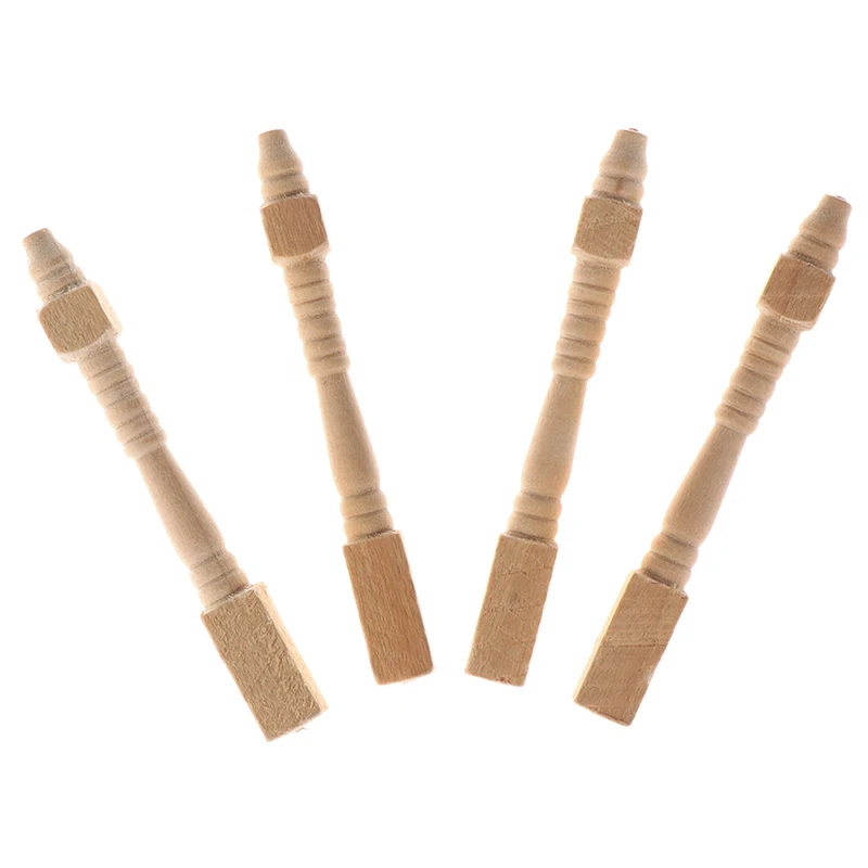 4Pcs 1:12 Dollhouse Miniature Wooden Chair Table Leg DIY Furniture Accessories Toys
