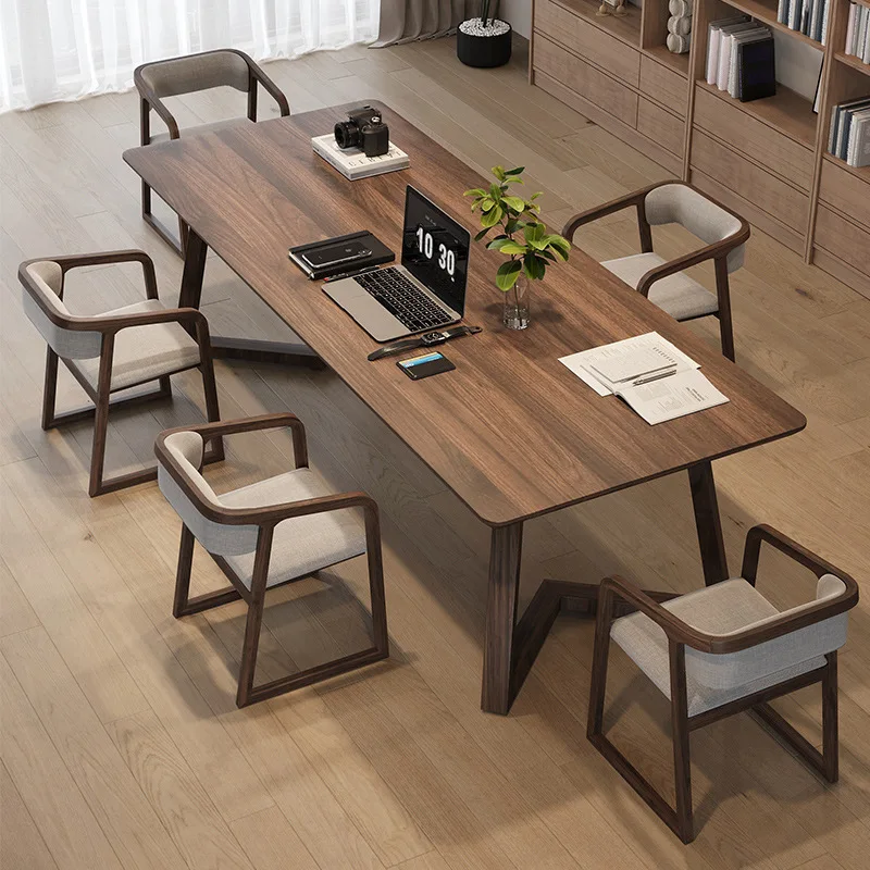 Simple living room Solid wood long desk South American walnut large board table Workbench Learning reading table Household table