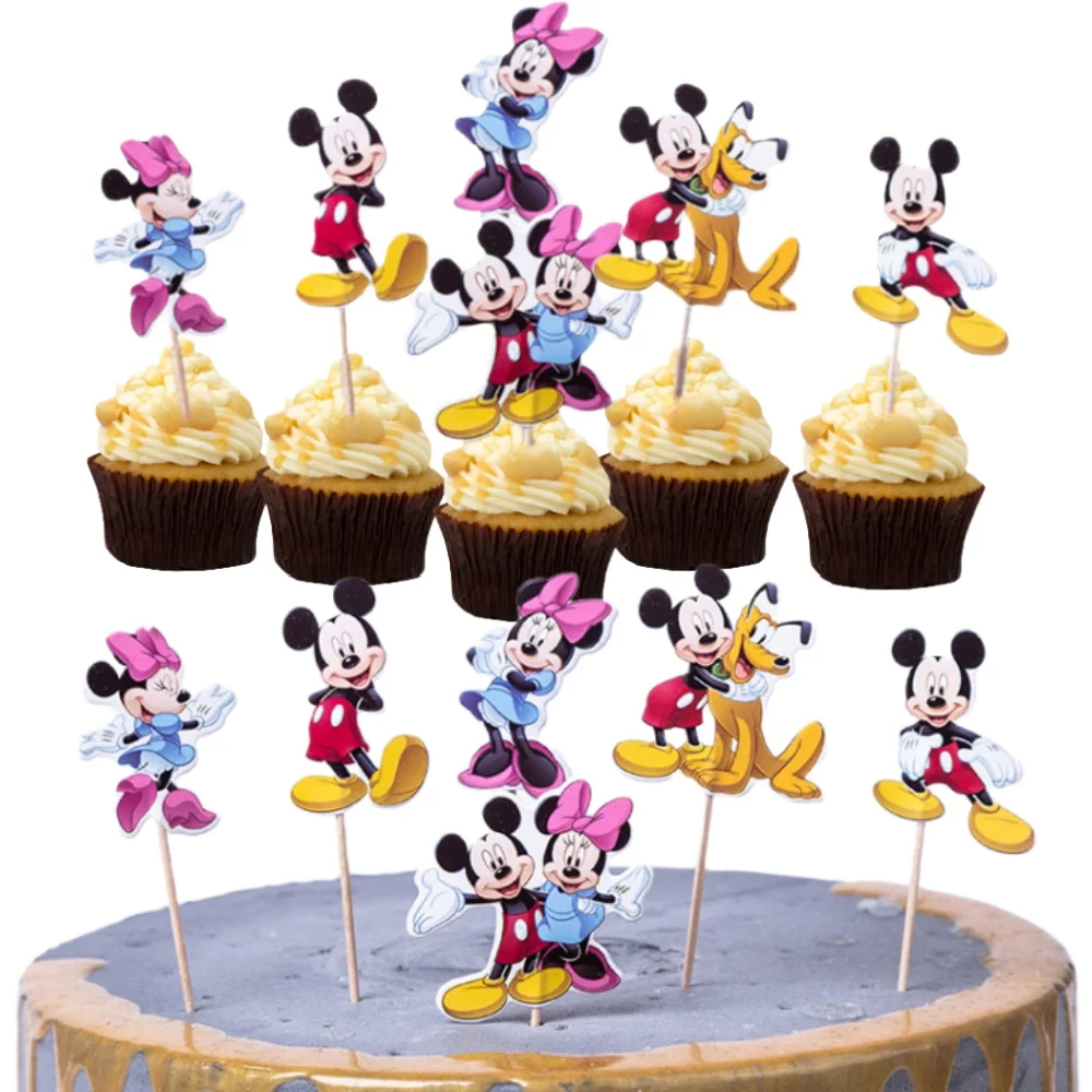 Mickey Mouse Cake Topper Minnie Mouse CupCake Topppers Ornaments For Kids Birthday Party Baby Shower Cake Decorations Supplies