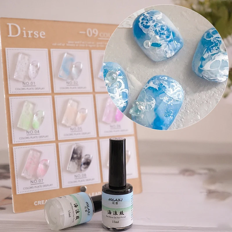 빠르게 피어나는 네일 폴리쉬 버블 컬러풀 오션 웨이브 젤 DIY 네일 아트 블로섬 젤 세미 퍼머넌트 소크 오프 마블 젤 폴리쉬
