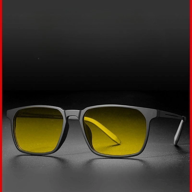 Photochrome Nachtsichtbrille Fahrbrille mit Blendschutz für Tag und Nacht, quadratische Fassung, grau getönt – Detail 3