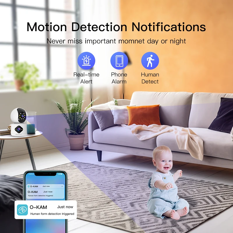 VStarcam 4MP WiFi Camera with Dual Screens Wireless Baby Monitors Smart Home Security Protection Indoor Dual Lens IP Camera