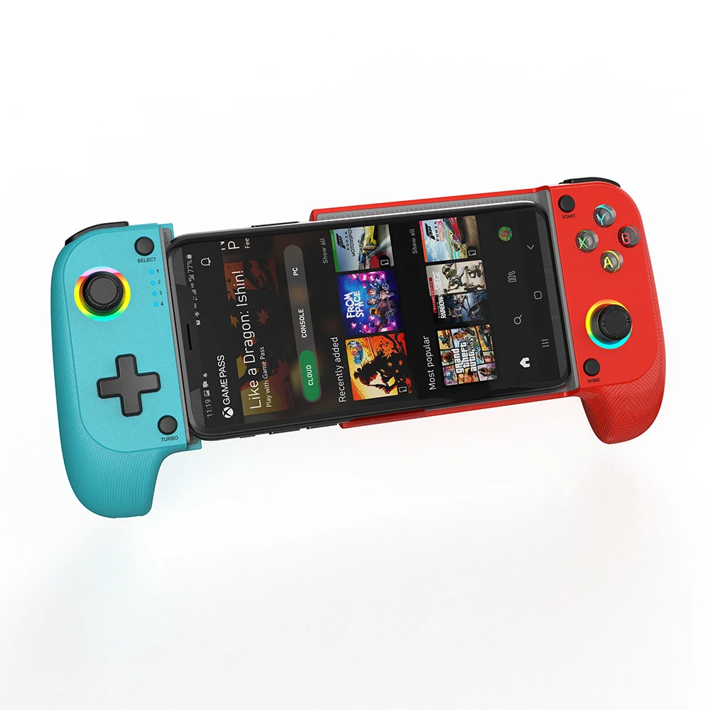 وحدة تحكم ألعاب الهاتف المحمول لأجهزة iPhone وAndroid مع ضوء RGB، تدعم Play PS Remote Play، Xbox Cloud والمزيد