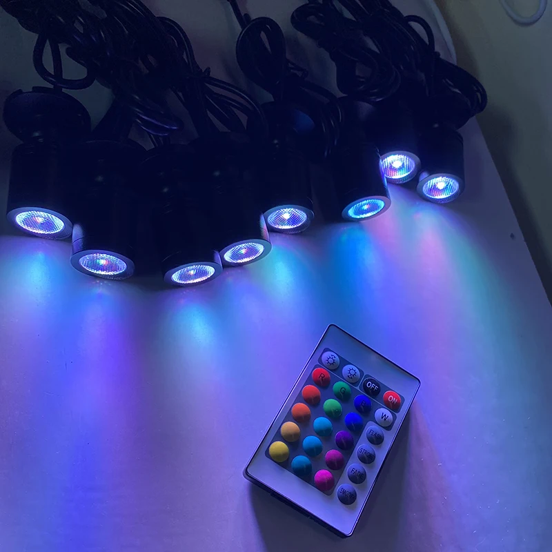 RGB-LED-Strahler, USB, 5 V, dimmbar, Farbe, Mini-Deckenstrahler, 1 W, 3 W, Schaufenstermuster, Schaufensterlicht, Raumdekoration, 1 bis 4 Fernbedienungsset – Detail 21