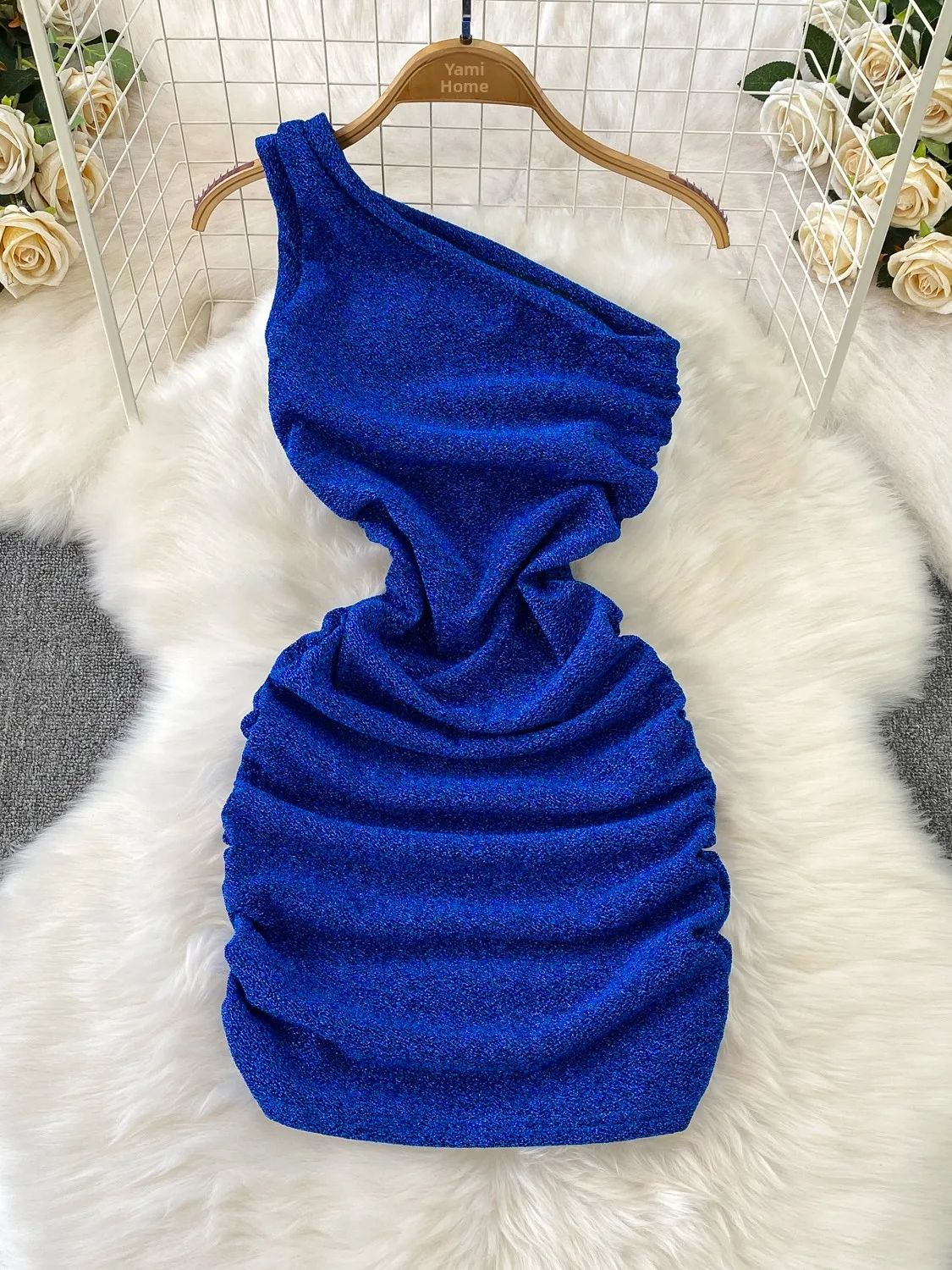 

iny Sequin Wrap Dr Women's Autumn Winter Slimming ort Skirt High Waist Folded Neline Ci Commute X-ape Silhouette