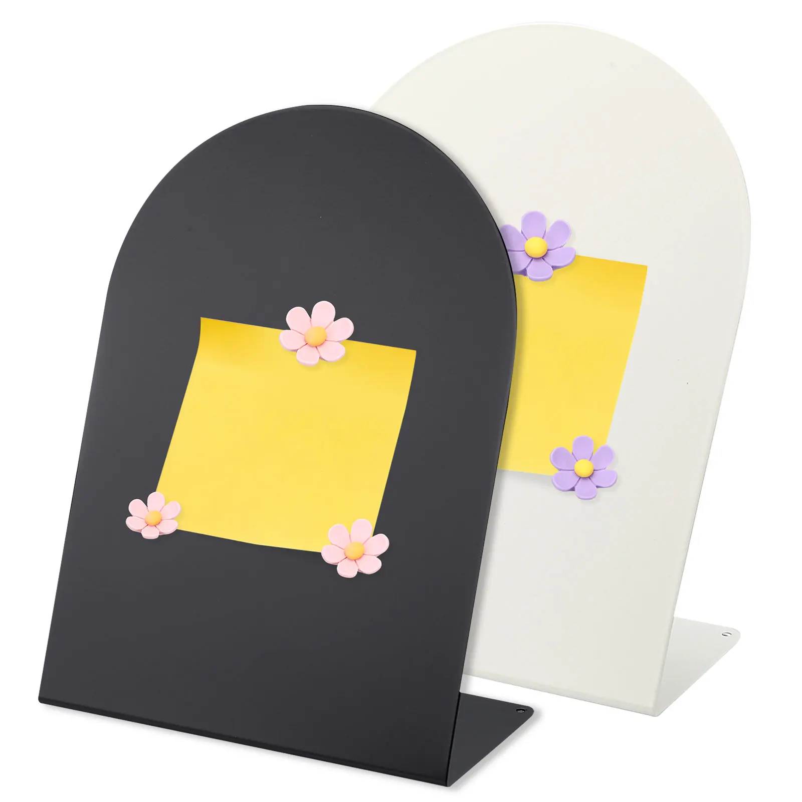 1/2Pc Magnetic Bulletin Board Memo Magnet Display Stand Board with 3/6Pc Flower Magnets for Home Office Restaurant Cafe Supplies