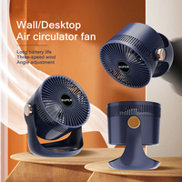 USB Rechargeable Electric Fan - Household Table Top Air Circulation 2400mAh Battery Operated Wall Mountable Cooling Ventilator