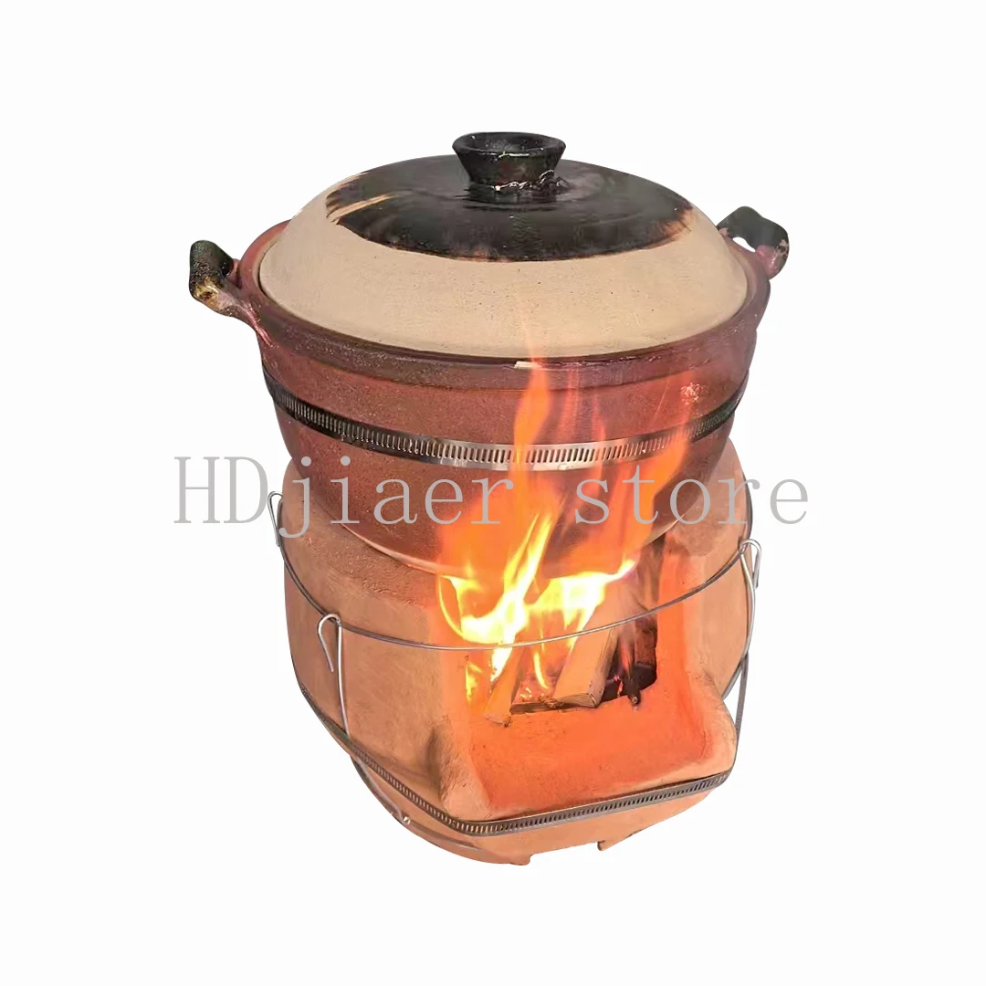 

Handcrafted Clay Wood-Burning Stove - Small Earthen Stove for Farmhouse, Suitable for Clay Pot Chicken Soup at Home/Farm Yard