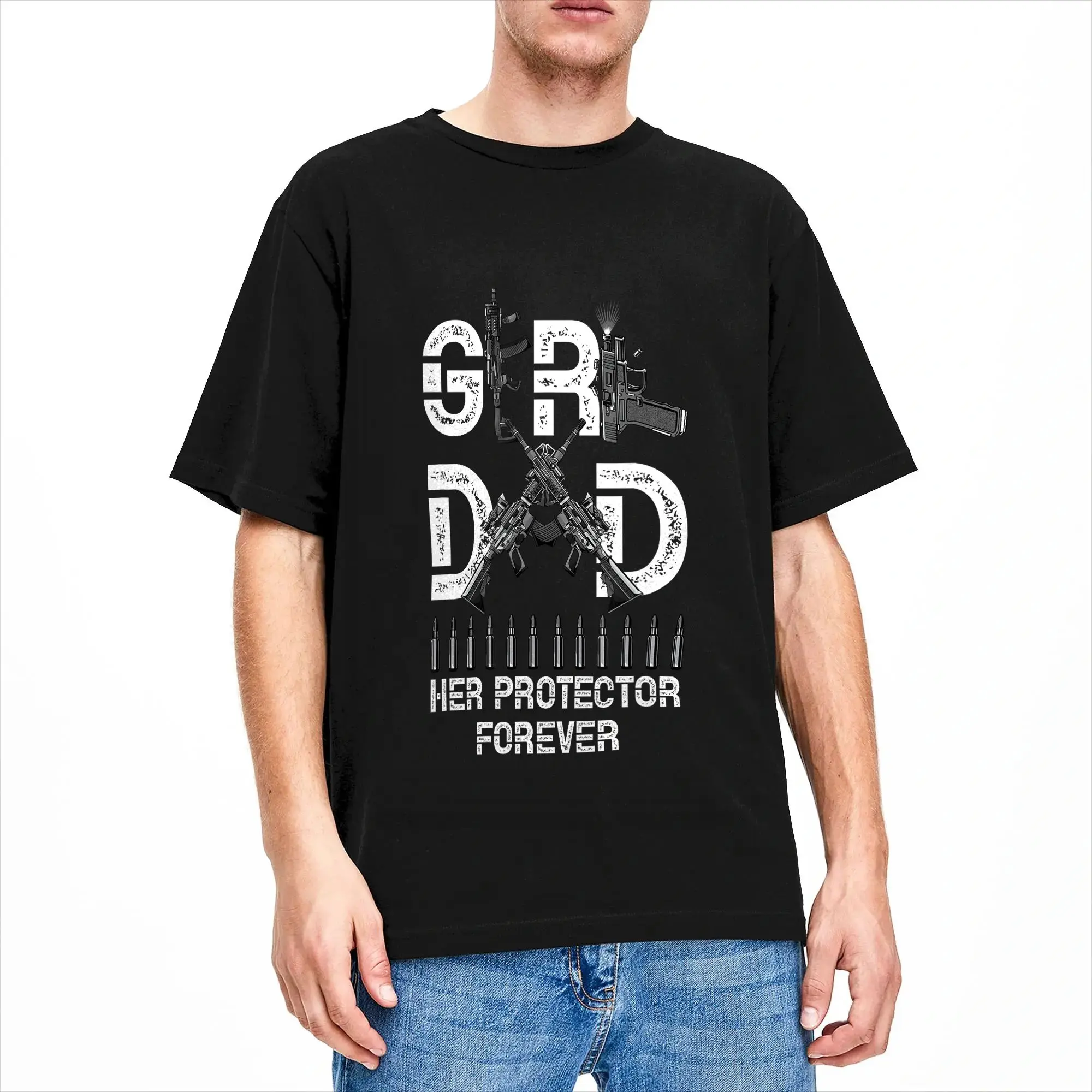 Streetwear T-Shirt Summer Girl a Dad Her Protector Forever Father of Girls Fathers Day Hip Hop T-Shirts Cotton Tshirt for Couple